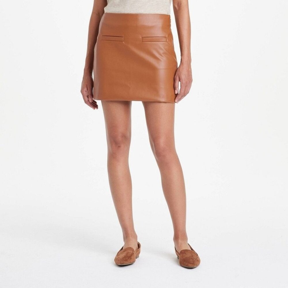New A new day Tan Faux Leather Mini Skirt Womens Size 14